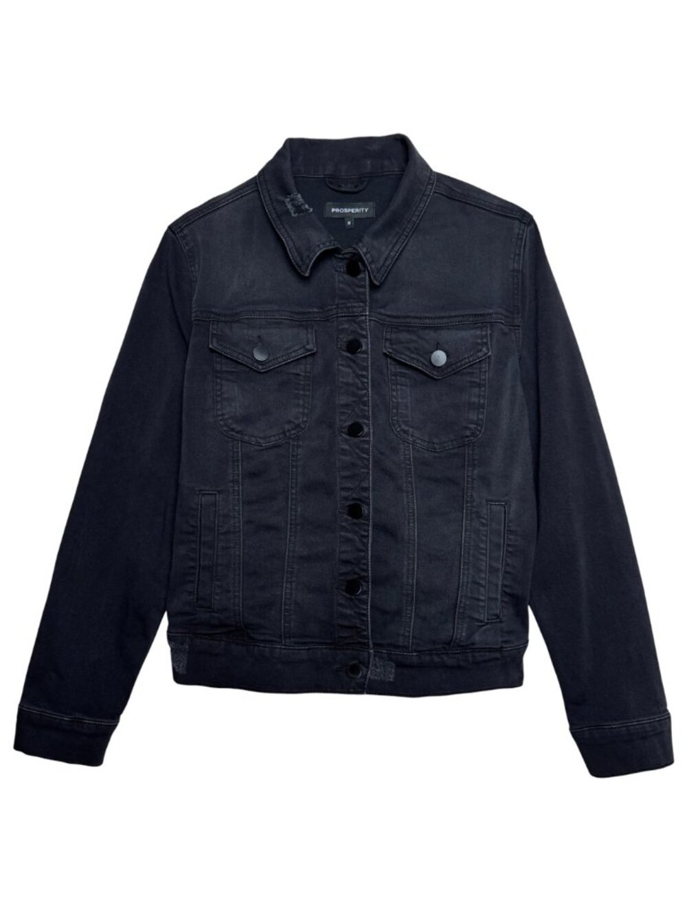 PROSPERITY DISTRESSED OMBRE CHARCOAL BLACK DENIM JACKET CROP STREETWEAR LAYER SM